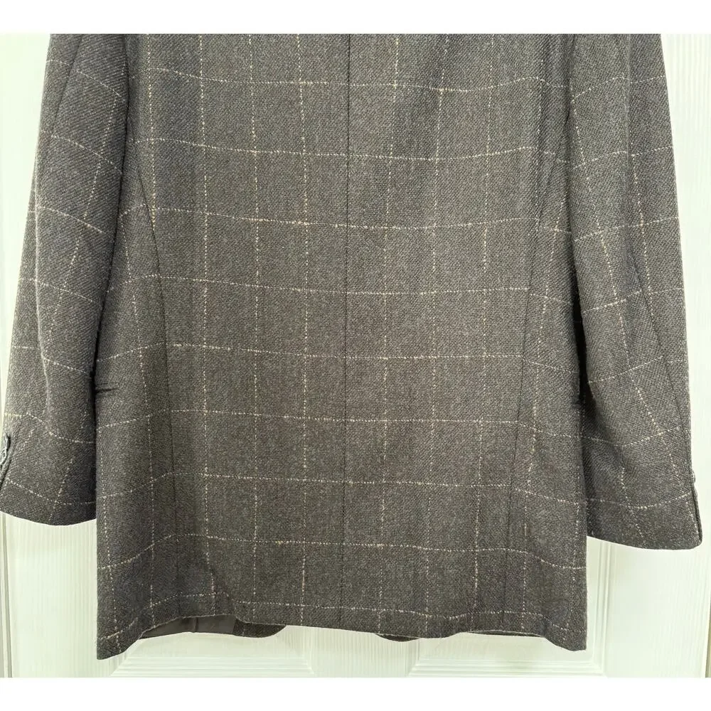 Neiman Marcus Designer Collection 100%Wool Windowpane Sportscoat Blazer 42R